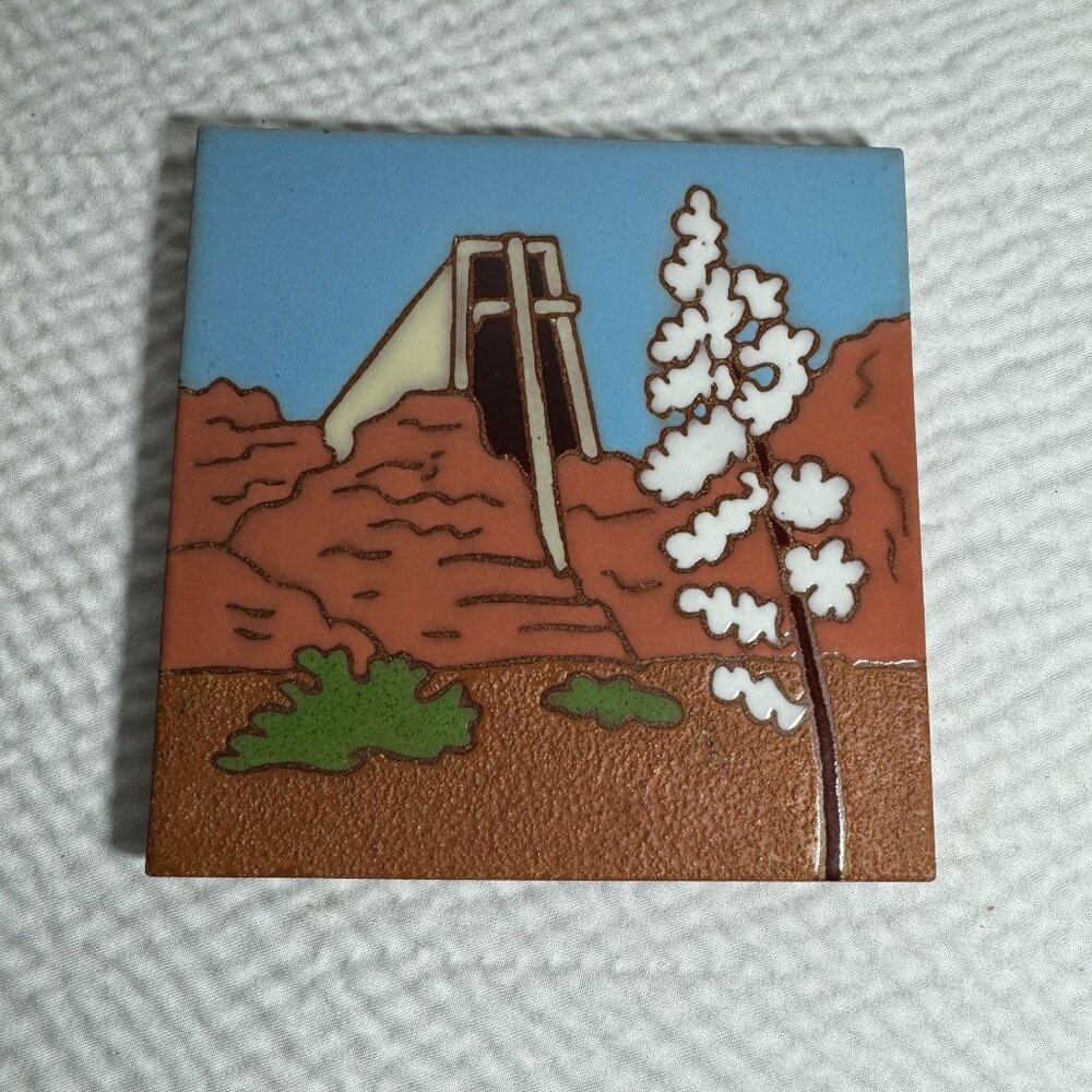 Whipple & Sibley Hand Painted Art Tile Trivet Wall Hanging Desert Scene 6x6"